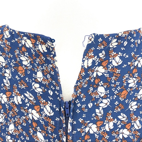 june & hudson Blue & Brown Floral Print Dress, NWT - Picture 5 of 9